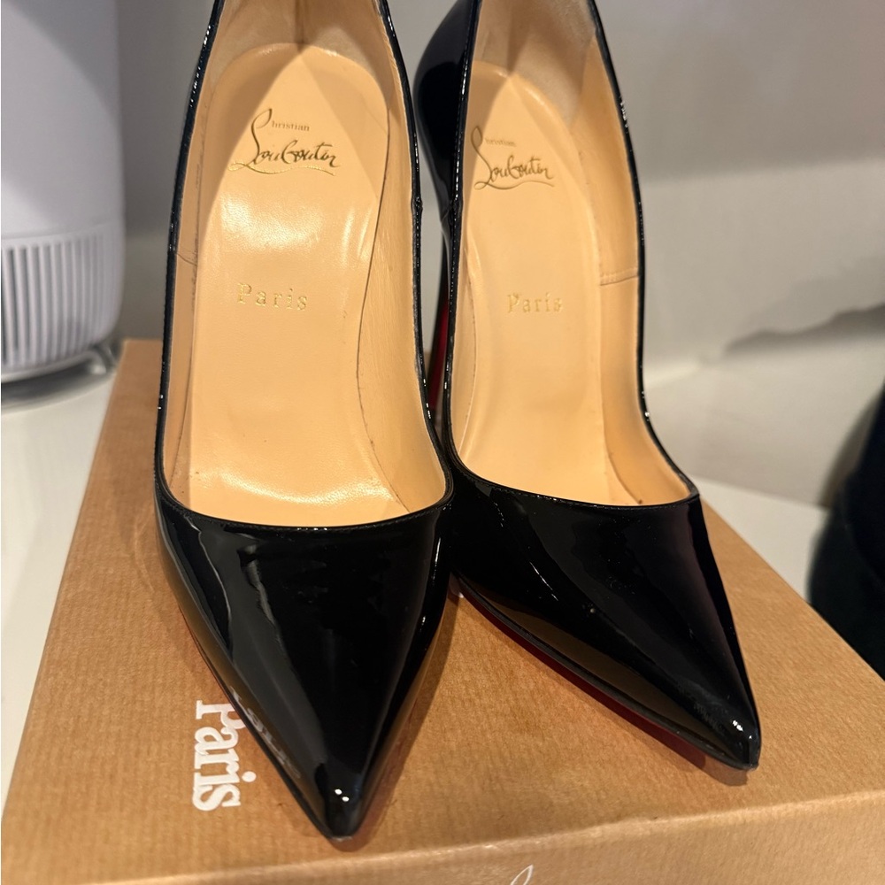 Christian Louboutin Shiny Black Stilettos So Kate